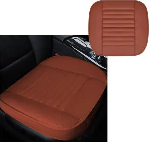 Car Front Bottom Seat Cover, PU Leather Full Wrap Bottom Seat Cushion with Storage Bag, Front Car Bottom Seat Pad Fits for 95% Vehicle, Universal Interior Car Accessories (Orange)