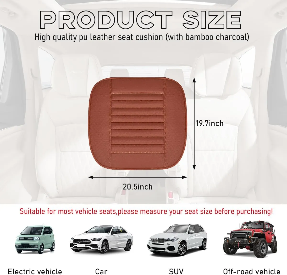 Car Front Bottom Seat Cover, PU Leather Full Wrap Bottom Seat Cushion with Storage Bag, Front Car Bottom Seat Pad Fits for 95% Vehicle, Universal Interior Car Accessories (Orange)