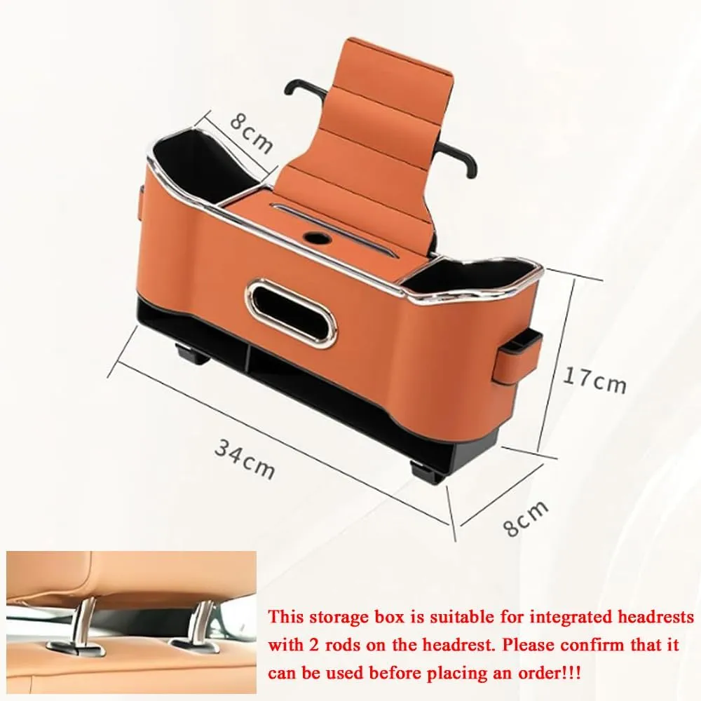 Car Seat Back Storage Box for Bentley Mulsanne Flying Spur Continental GT Bentayga, Seat Back Bag Car Seat Tissue Box and Storage Box with 2 Drink Cup Holder Car Storage Accessories,B