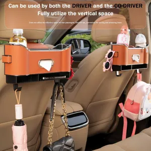 Car Seat Back Storage Box for Bentley Mulsanne Flying Spur Continental GT Bentayga, Seat Back Bag Car Seat Tissue Box and Storage Box with 2 Drink Cup Holder Car Storage Accessories,B