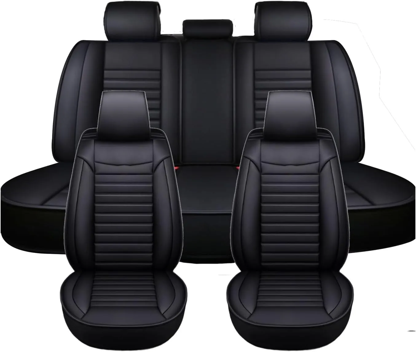 Car Seat Covers Full Set for Ligier JS50 2000-2024, Universal Fit 5 Breathable, Waterproof, Durable, with Anti - Slip Design Full Set (2 Front   Rear Bench)(Black)