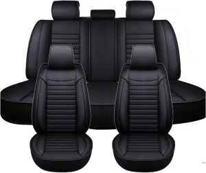 Car Seat Covers Full Set for Ligier JS50 2000-2024, Universal Fit 5 Breathable, Waterproof, Durable, with Anti - Slip Design Full Set (2 Front   Rear Bench)(Black)