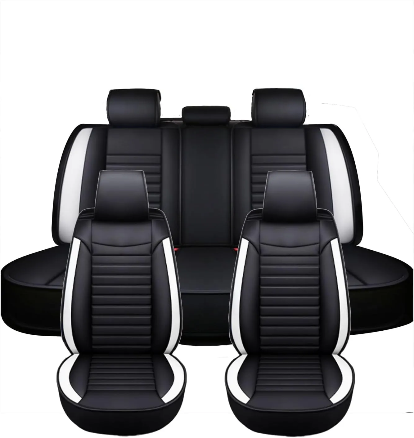 Car Seat Covers Full Set for Ligier JS50 2000-2024, Universal Fit 5 Breathable, Waterproof, Durable, with Anti - Slip Design Full Set (2 Front   Rear Bench)(White)