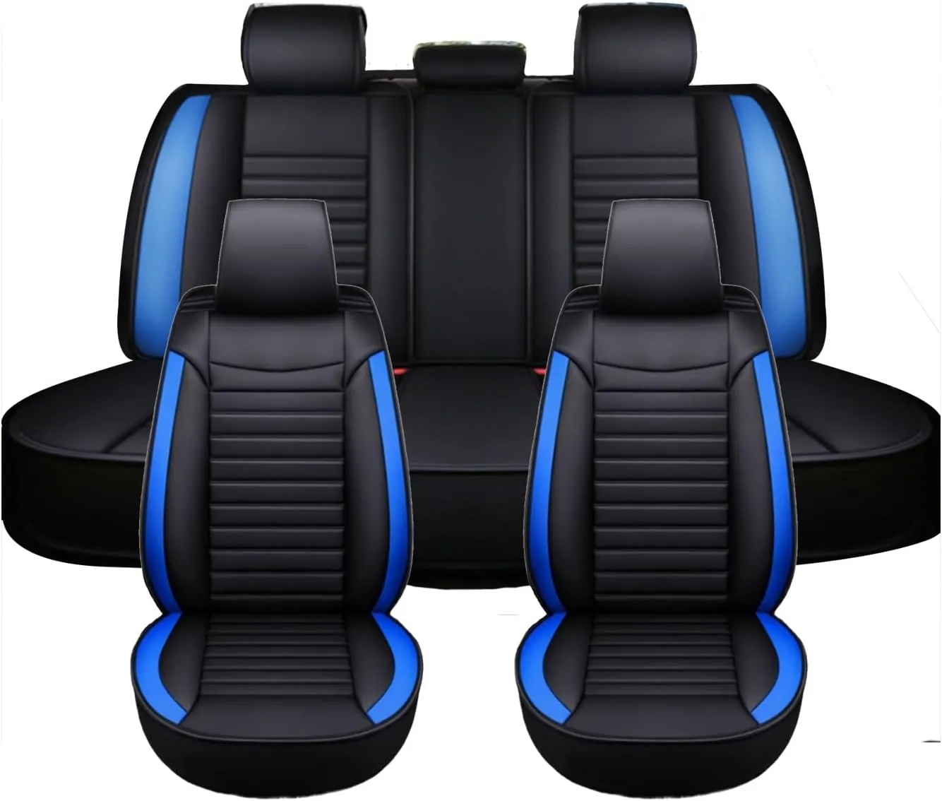 Car Seat Covers Full Set for Ligier JS50 2000-2024，Universal Fit 5 Breathable, Waterproof, Durable, with Anti - Slip Design Full Set (2 Front   Rear Bench)(Blue)