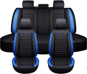 Car Seat Covers Full Set for Ligier JS50 2000-2024，Universal Fit 5 Breathable, Waterproof, Durable, with Anti - Slip Design Full Set (2 Front   Rear Bench)(Blue)