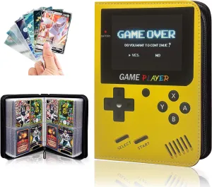 Card Binder for Trading Card Game - 4-Pocket Sleeves for Trading Card Game Binder and PCTG Binder, Holds 400  Cards-Includes 100 Extra Card Sleeves(Yellow)