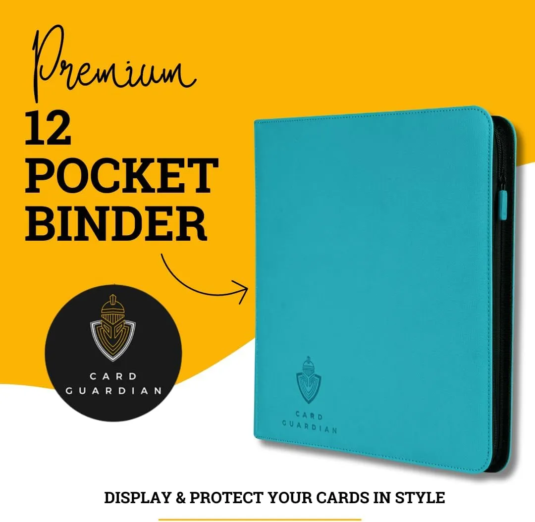 Card Guardian - 12 Pocket Premium Binder with Zipper for 480 Cards Trading Card Games TCG (Teal)