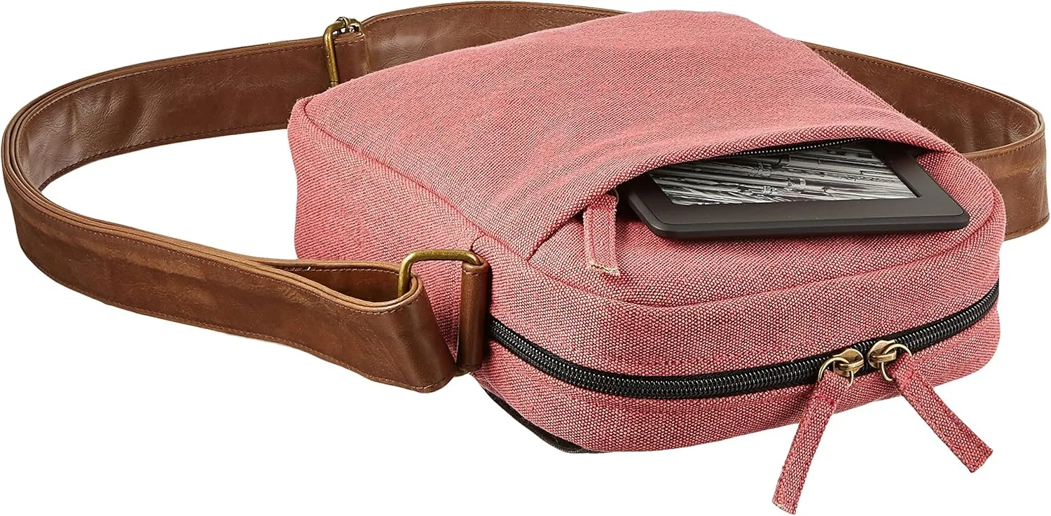 caseable shoulder travel bag for Kindle in maroon / grey