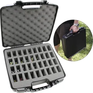 CASEMATIX Hard Shell Miniature Storage Travel Case - 36 Figurine Organizer and Carrying Case with Foam Interior Compatible with DND, Warhammer 40K Minis and More!