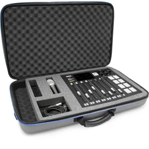 CASEMATIX Studio Mixer Case for Rode RODECaster Pro Podcast Production Studio/Podcasting Microphone/Accessories, Carry Strap and Handle Included, Case Only, Gray, Modern.