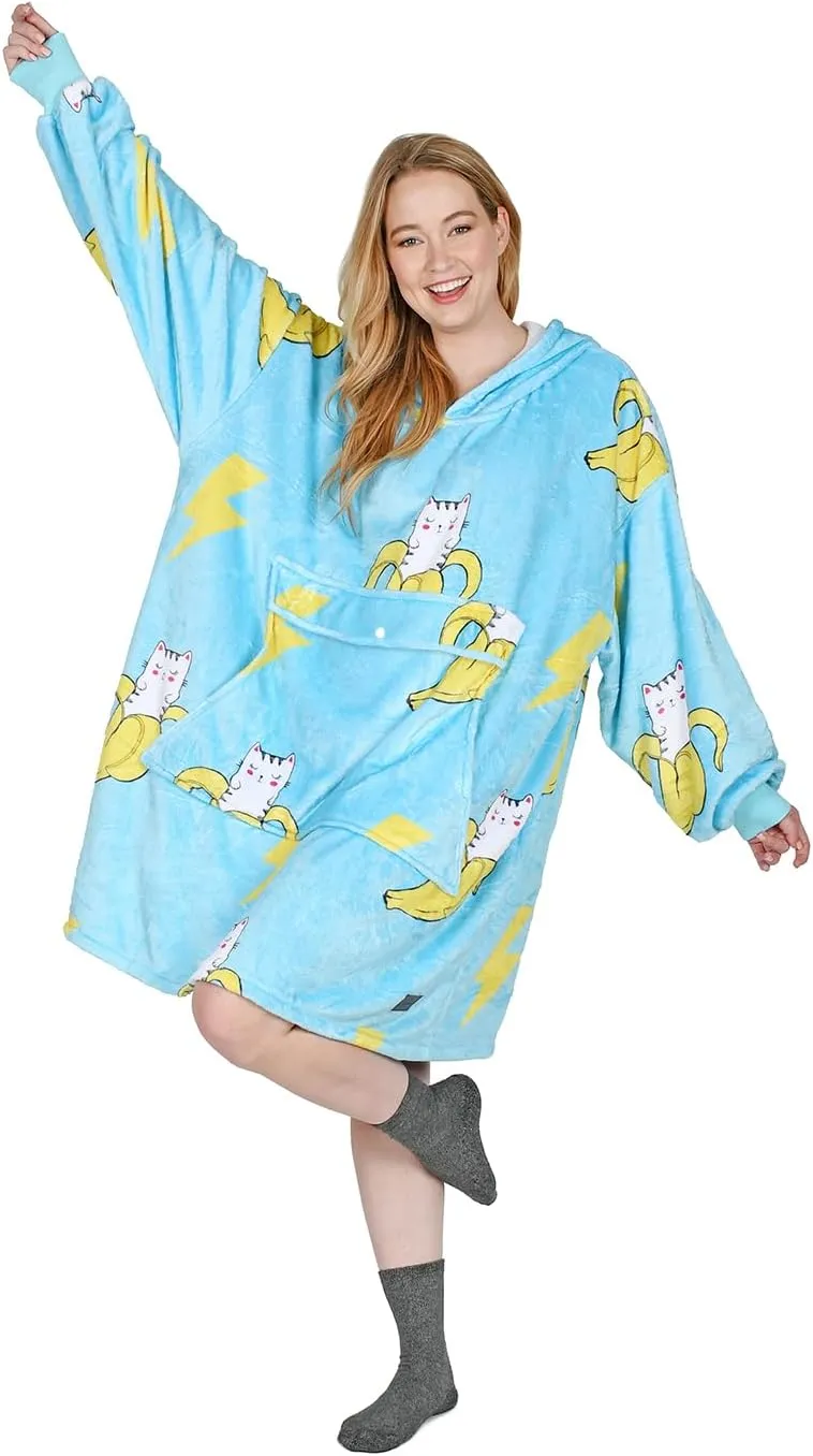 Catalonia Oversized Blanket Hoodie Sweatshirt, Fleece Pullover with Large Front Pocket, for Adults Men Women