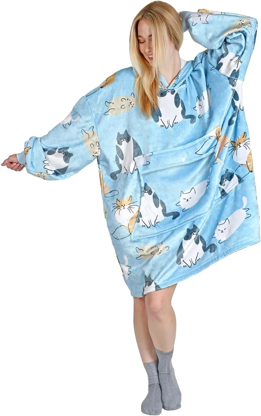 Catalonia Oversized Blanket Hoodie Sweatshirt, Fleece Pullover with Large Front Pocket, for Adults Men Women