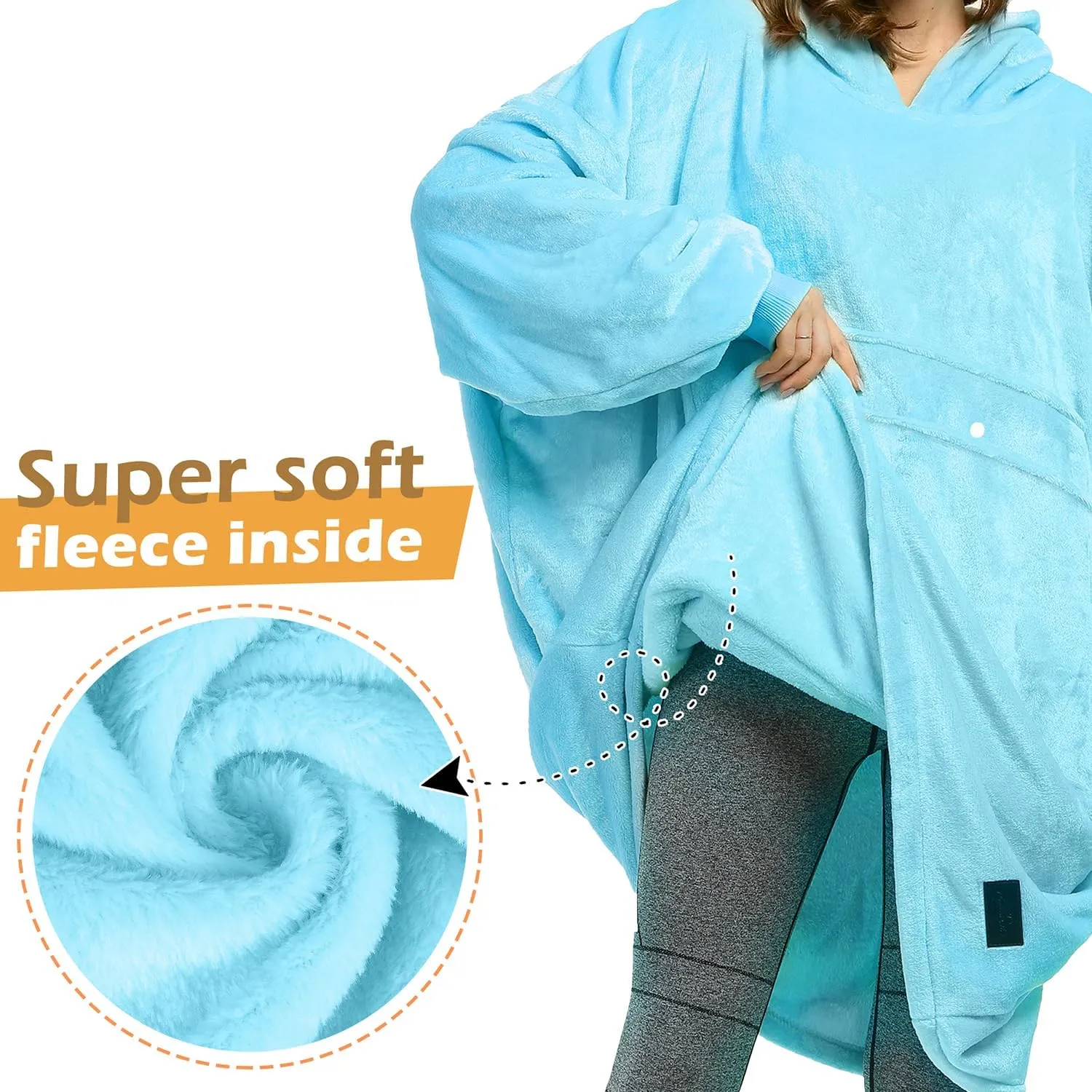 Catalonia Oversized Blanket Hoodie Sweatshirt, Fleece Pullover with Large Front Pocket, for Adults Men Women