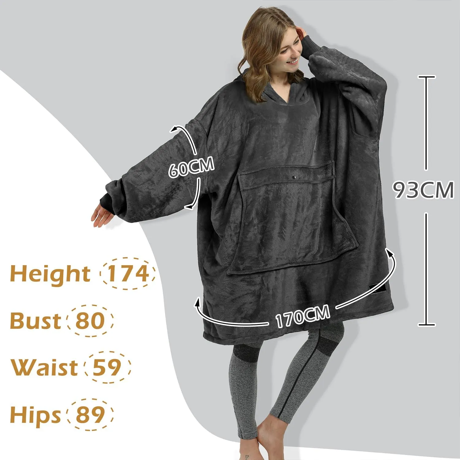 Catalonia Oversized Blanket Hoodie Sweatshirt, Fleece Pullover with Large Front Pocket, for Adults Men Women