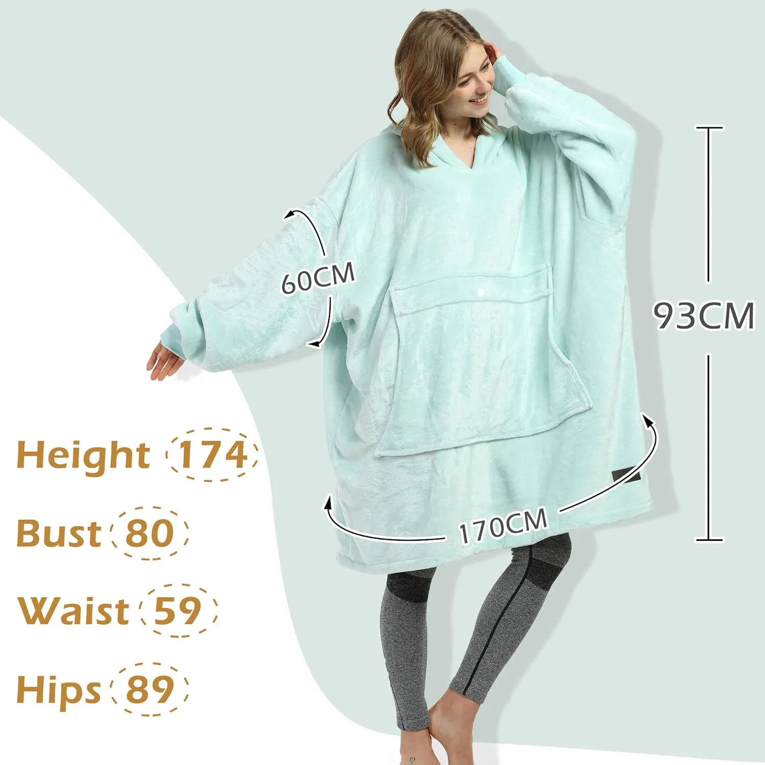 Catalonia Oversized Blanket Hoodie Sweatshirt, Fleece Pullover with Large Front Pocket, for Adults Men Women