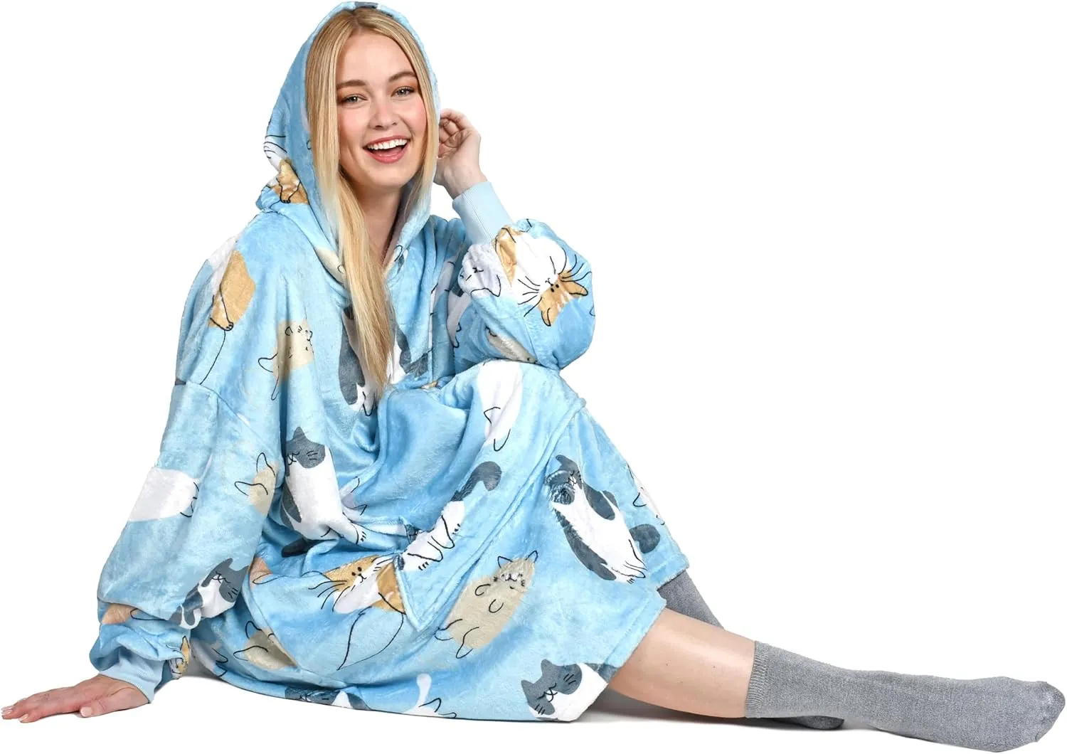 Catalonia Oversized Blanket Hoodie Sweatshirt, Fleece Pullover with Large Front Pocket, for Adults Men Women