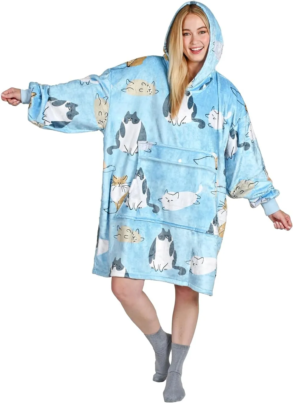 Catalonia Oversized Blanket Hoodie Sweatshirt, Fleece Pullover with Large Front Pocket, for Adults Men Women