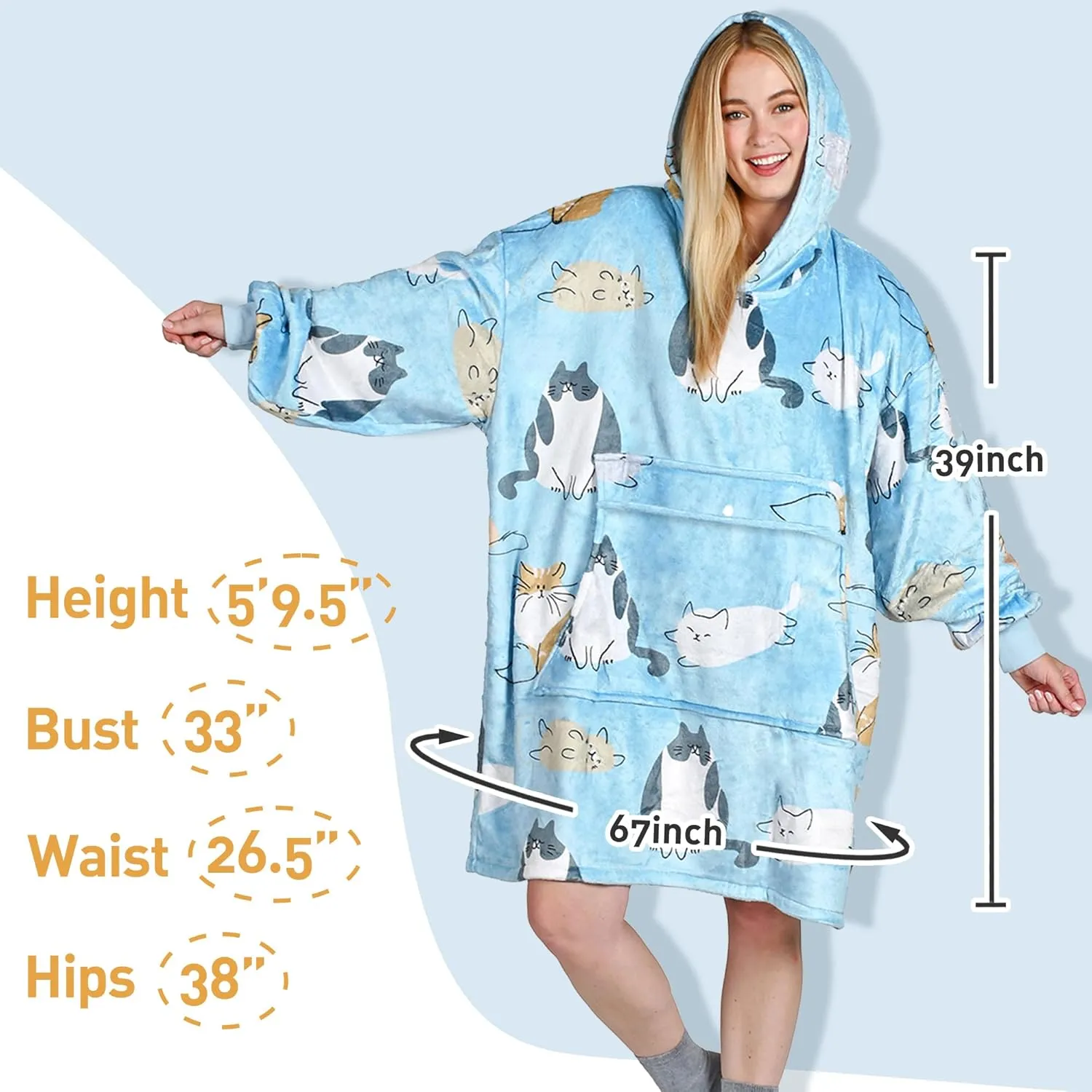Catalonia Oversized Blanket Hoodie Sweatshirt, Fleece Pullover with Large Front Pocket, for Adults Men Women