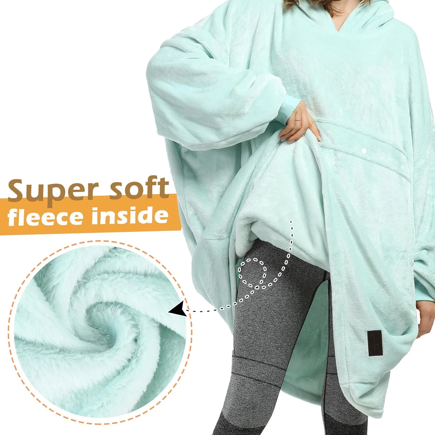 Catalonia Oversized Blanket Hoodie Sweatshirt, Fleece Pullover with Large Front Pocket, for Adults Men Women