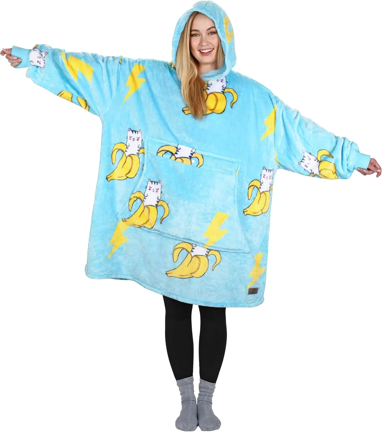 Catalonia Oversized Blanket Hoodie Sweatshirt, Fleece Pullover with Large Front Pocket, for Adults Men Women
