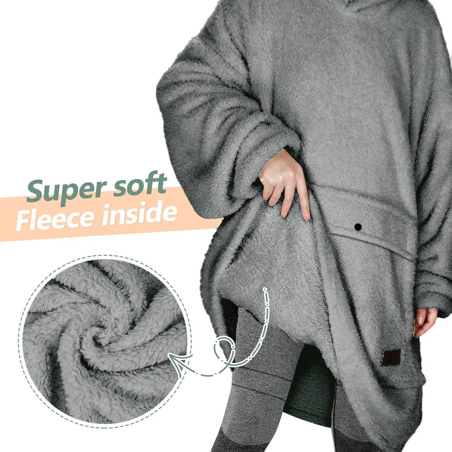 Catalonia Oversized Blanket Hoodie Sweatshirt, Wearable Lounging Fleece Pullover, Gift for Adults Women Men Kids Wife
