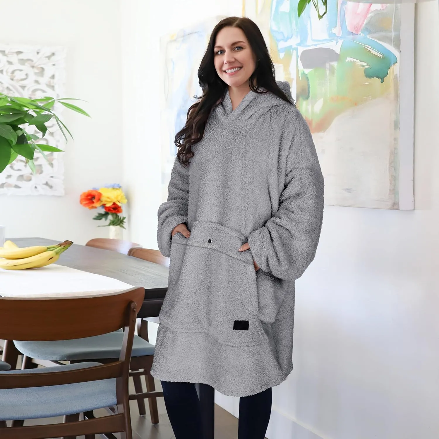 Catalonia Oversized Blanket Hoodie Sweatshirt, Wearable Lounging Fleece Pullover, Gift for Adults Women Men Kids Wife