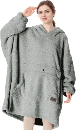 Catalonia Oversized Blanket Hoodie Sweatshirt, Wearable Lounging Fleece Pullover, Gift for Adults Women Men Kids Wife