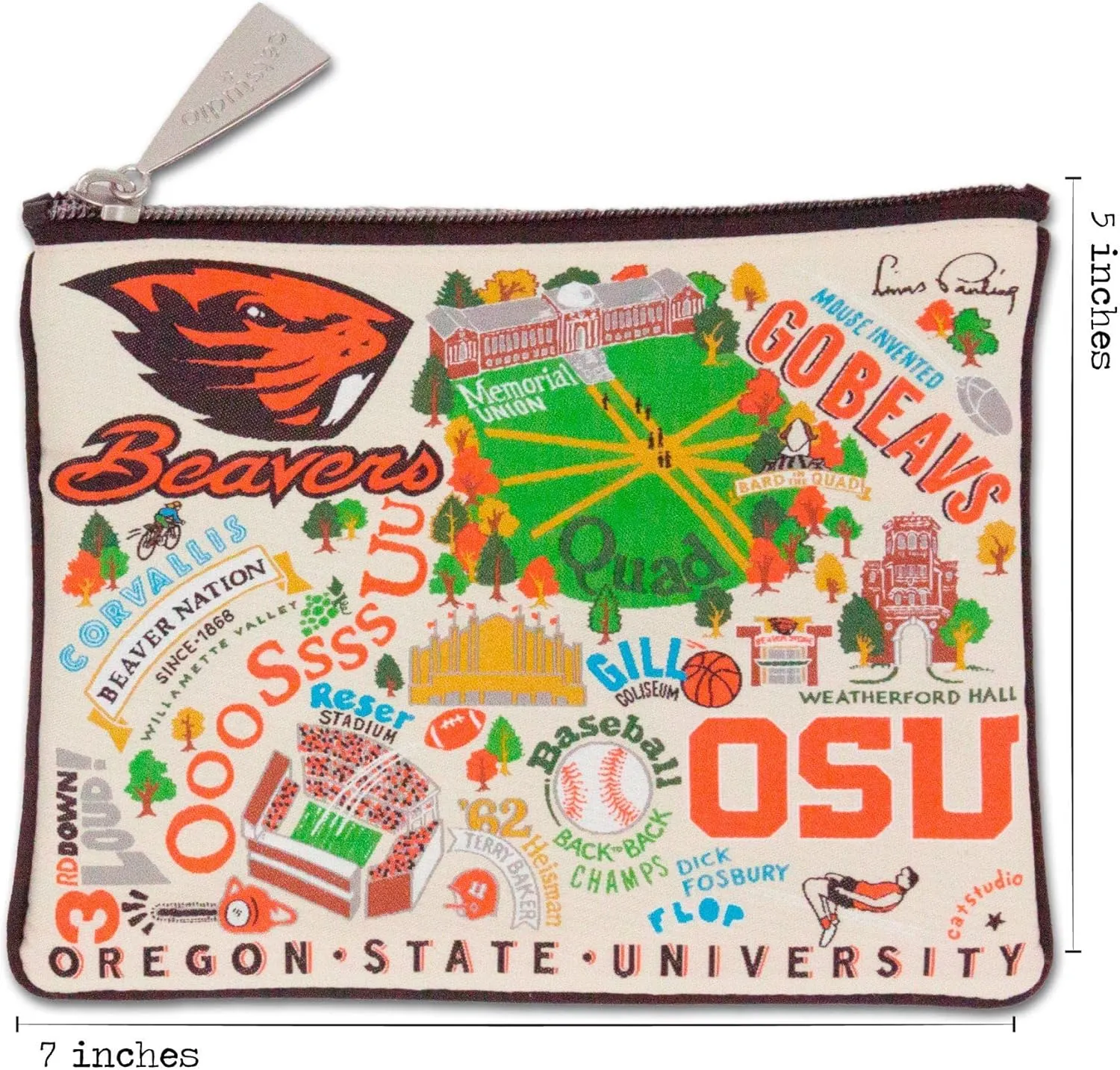 catstudio Oregon State University Collegiate Zipper Pouch Purse | Holds Your Phone, Coins, Makeup, Dog Treats, & Tech Tools