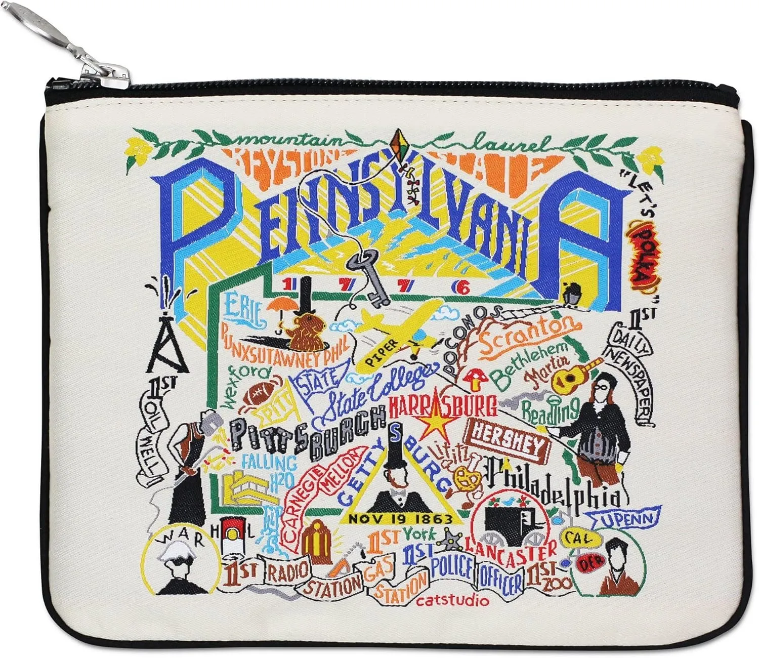 catstudio Pennsylvania Zip Pouch - Natural | 5" x 7"