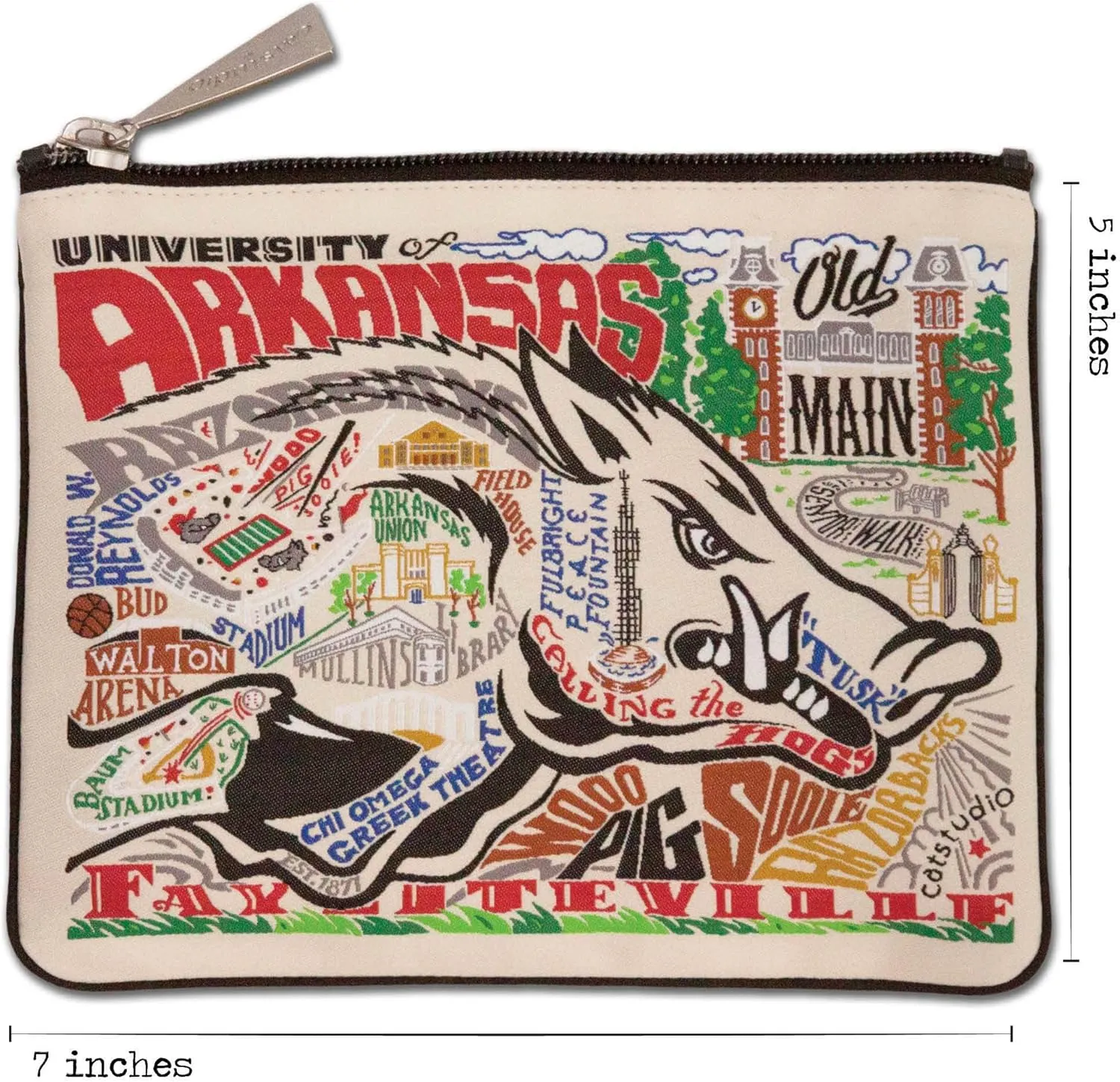 catstudio University of Arkansas Collegiate Zipper Pouch Purse | Holds Your Phone, Coins, Makeup, Dog Treats, & Tech Tools
