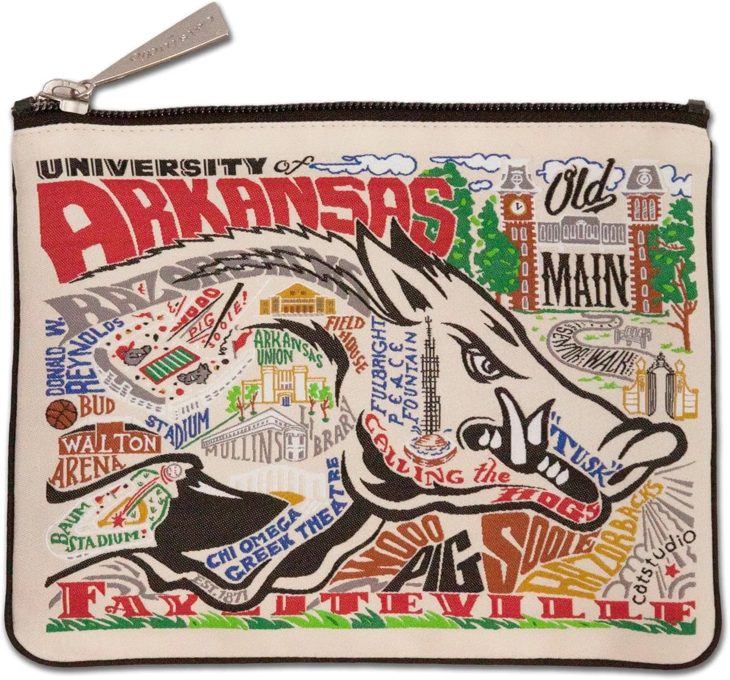 catstudio University of Arkansas Collegiate Zipper Pouch Purse | Holds Your Phone, Coins, Makeup, Dog Treats, & Tech Tools
