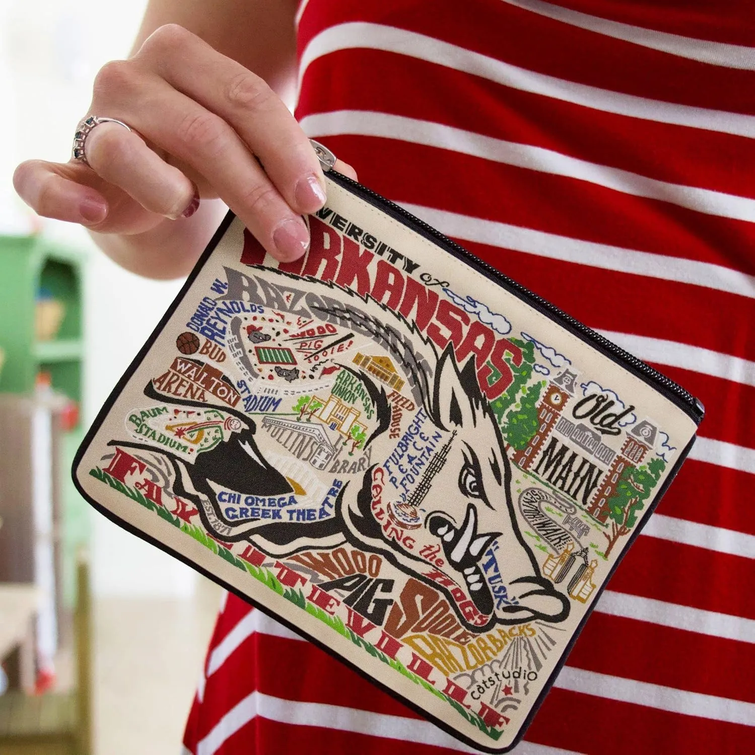 catstudio University of Arkansas Collegiate Zipper Pouch Purse | Holds Your Phone, Coins, Makeup, Dog Treats, & Tech Tools