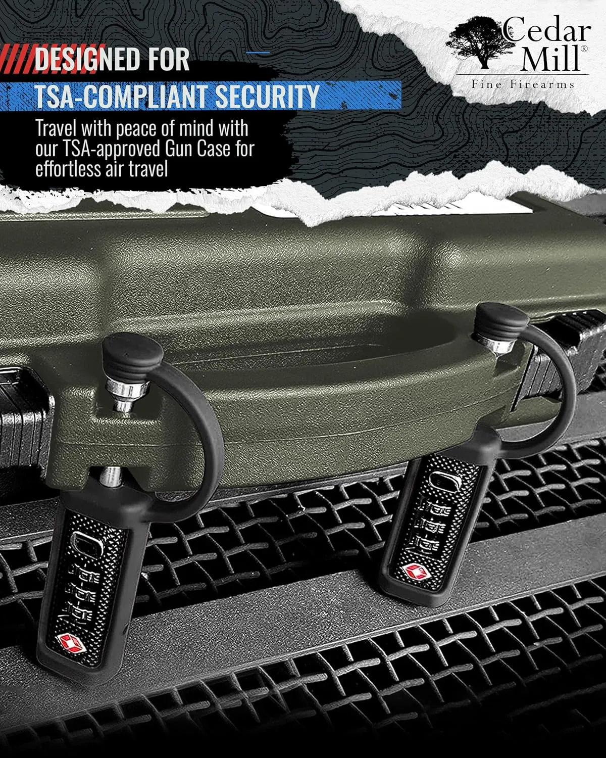 Cedar Mill Fine Firearms Hard Gun Cases for Handguns - TSA Approved Firearm Travel Case, Military-Grade Pistol Carrying Case with DS3TeK, Dual-Lock System & Customizable EPE Foam