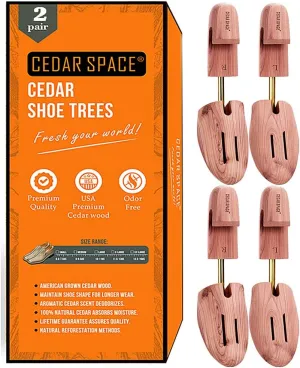 Cedar Space Wooden Shoe Stretcher Tree, 6.5-14 Sizes Cedar Wood Shoe Trees,2/4PC Shoe Stretcher for Men, Sneakers,Boots