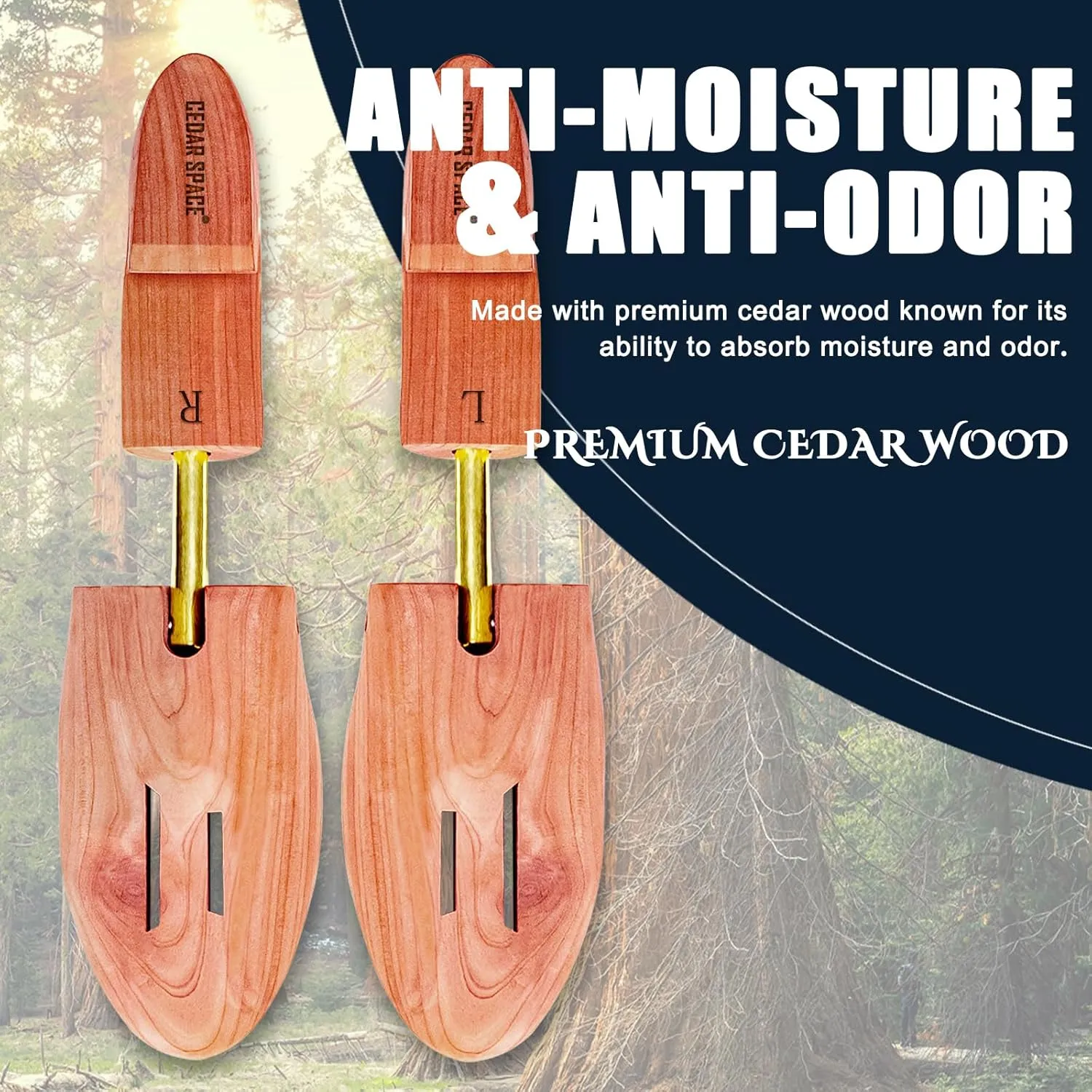 Cedar Space Wooden Shoe Stretcher Tree, 6.5-14 Sizes Cedar Wood Shoe Trees,2/4PC Shoe Stretcher for Men, Sneakers,Boots