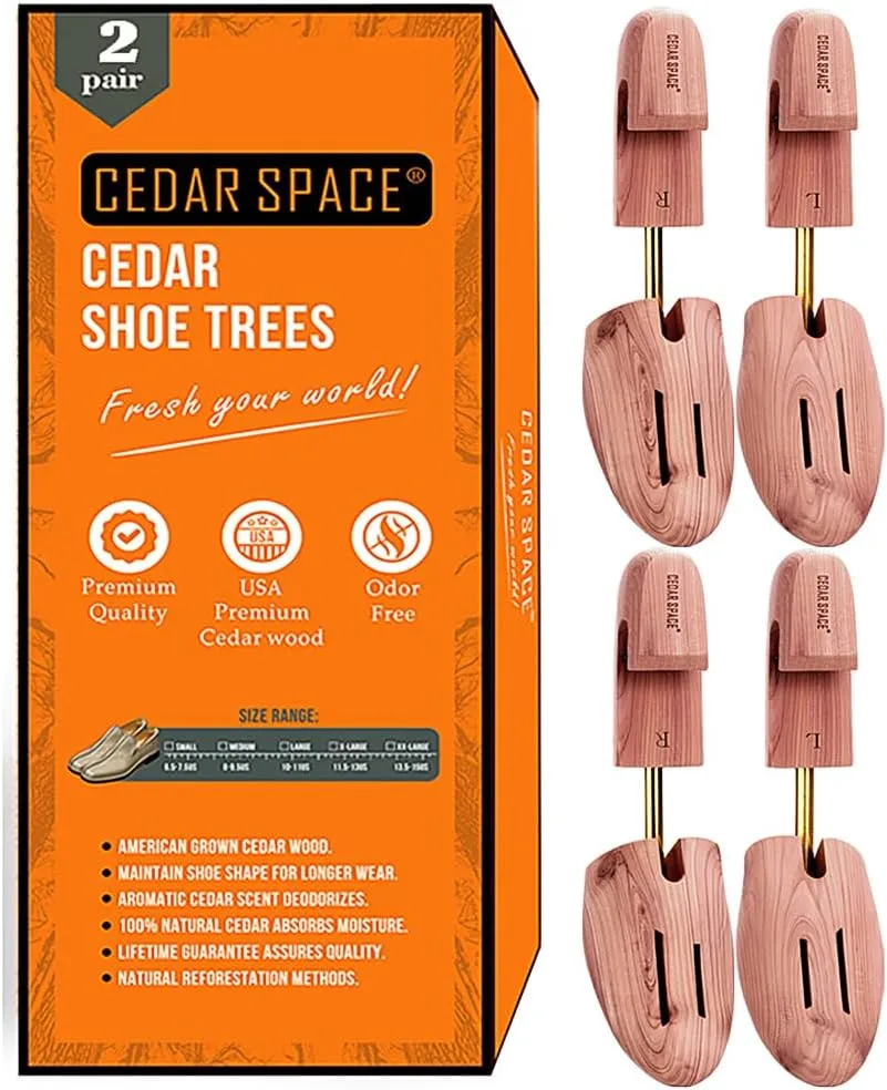 Cedar Space Wooden Shoe Stretcher Tree, 6.5-14 Sizes Cedar Wood Shoe Trees,2/4PC Shoe Stretcher for Men, Sneakers,Boots