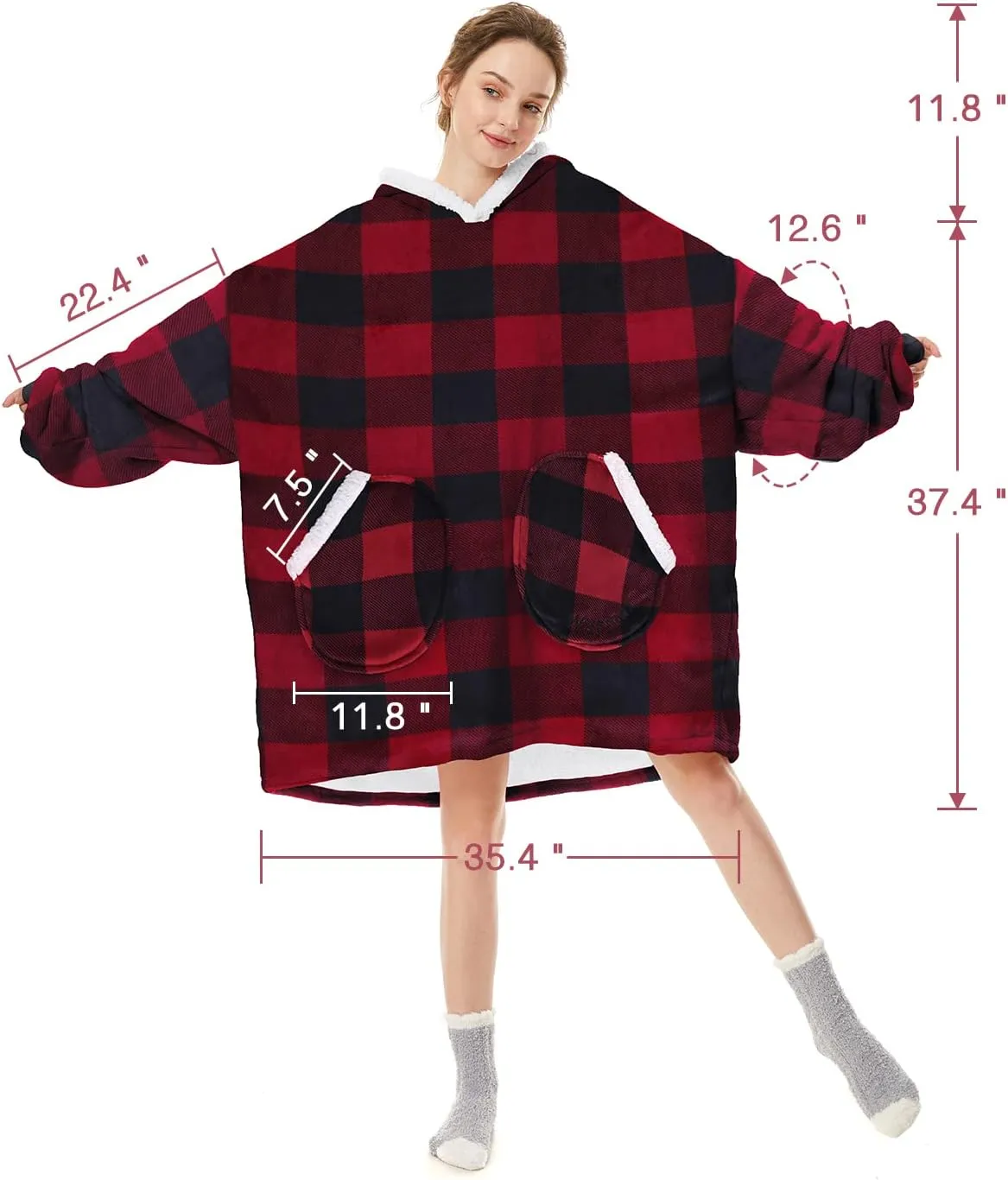 Century Star Wearable Blanket Hoodies for Women Men Sherpa Oversized Thick Cozy Fleece Soft Warm Adult Sweatshirt Hooded