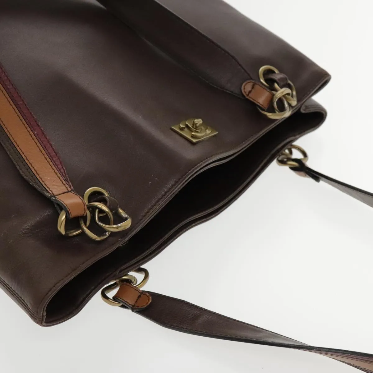 CHANEL Chain Tote Bag Leather Brown CC bs18700