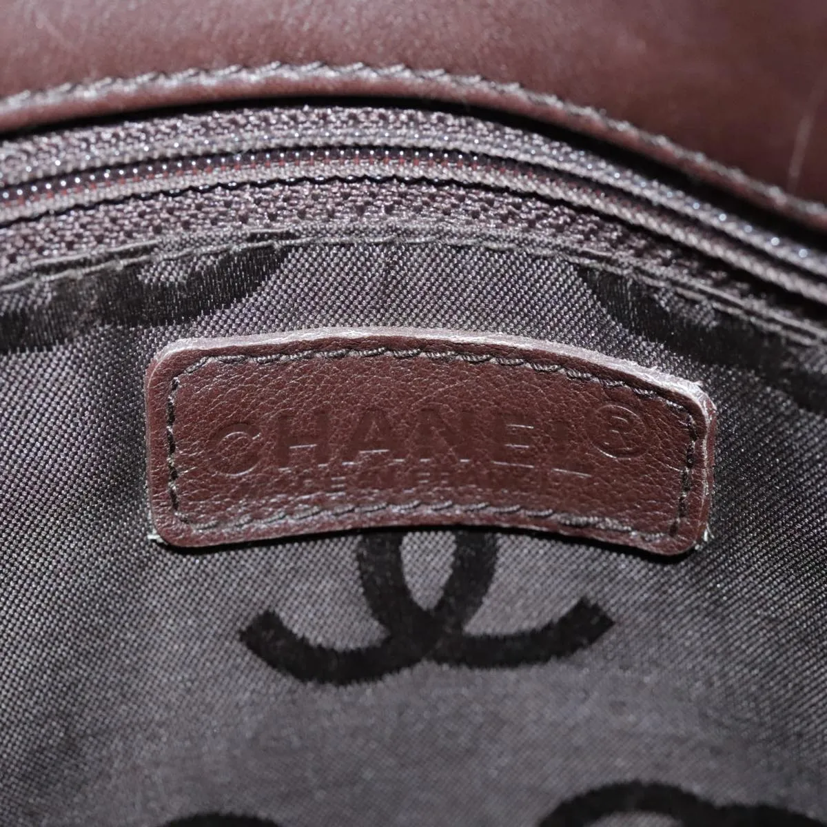 CHANEL Chain Tote Bag Leather Brown CC bs18700