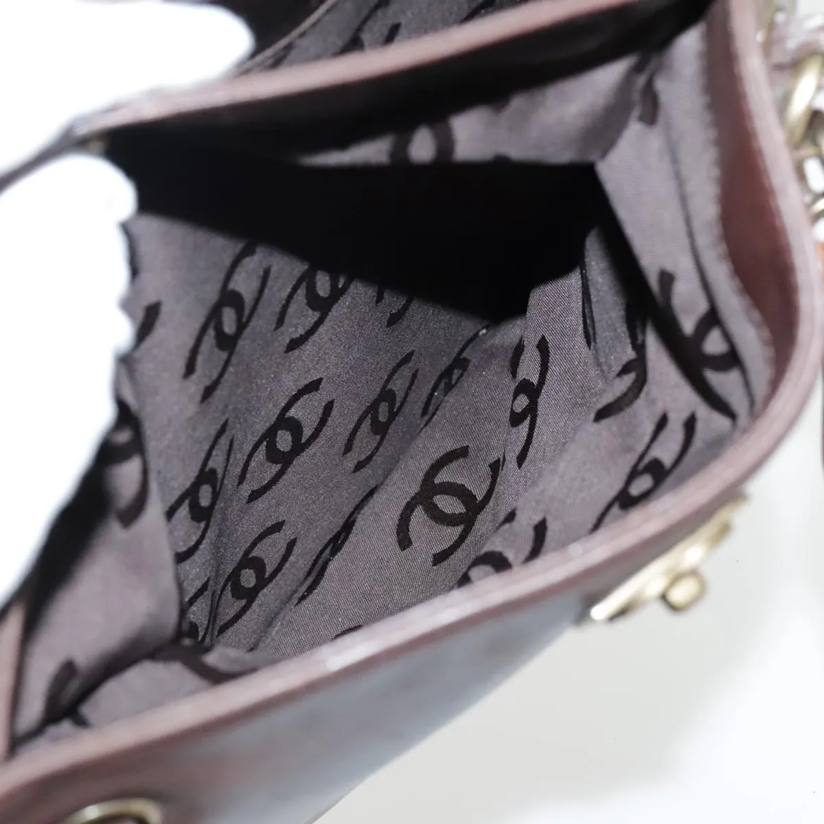 CHANEL Chain Tote Bag Leather Brown CC bs18700