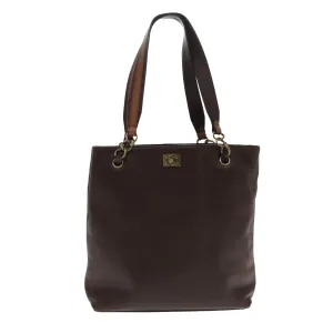 CHANEL Chain Tote Bag Leather Brown CC bs18700