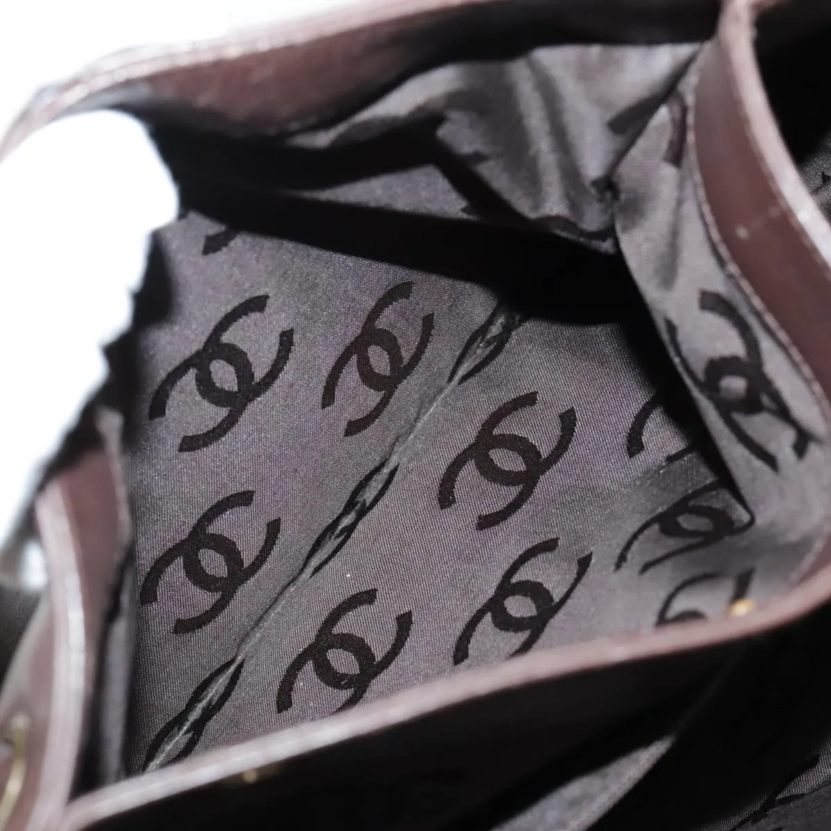 CHANEL Chain Tote Bag Leather Brown CC bs18700