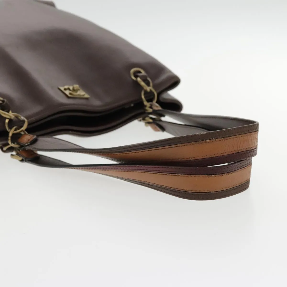 CHANEL Chain Tote Bag Leather Brown CC bs18700