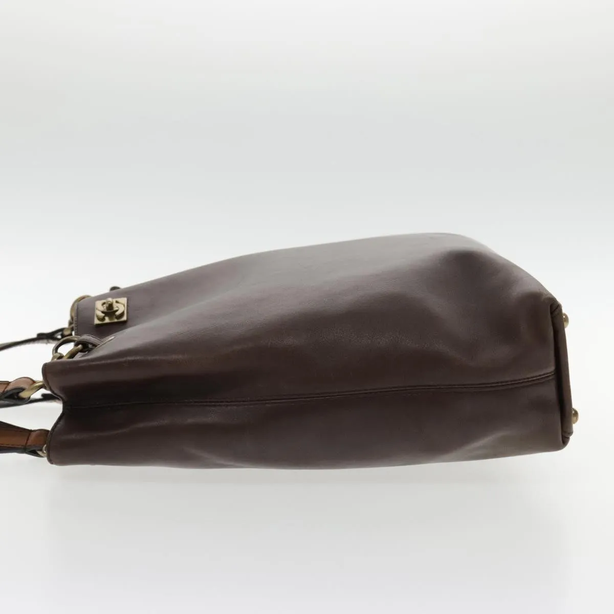 CHANEL Chain Tote Bag Leather Brown CC bs18700