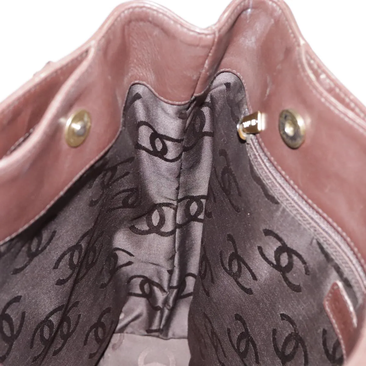 CHANEL Chain Tote Bag Leather Brown CC bs18700