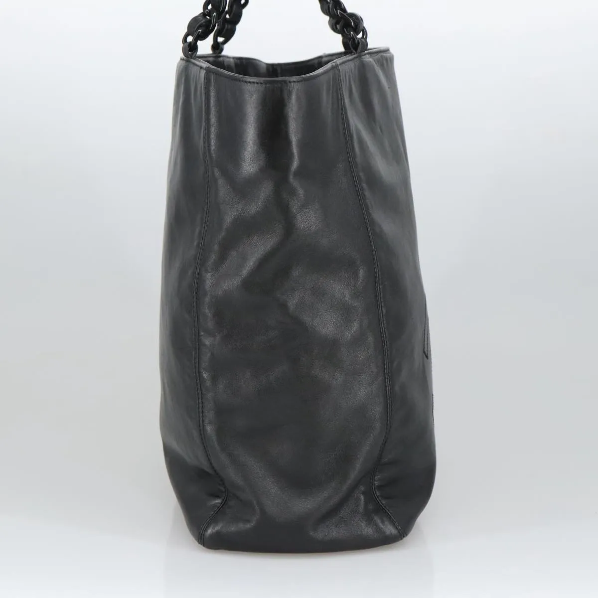 CHANEL COCO Mark Chain Tote Bag Lamb Skin Black CC bs20389