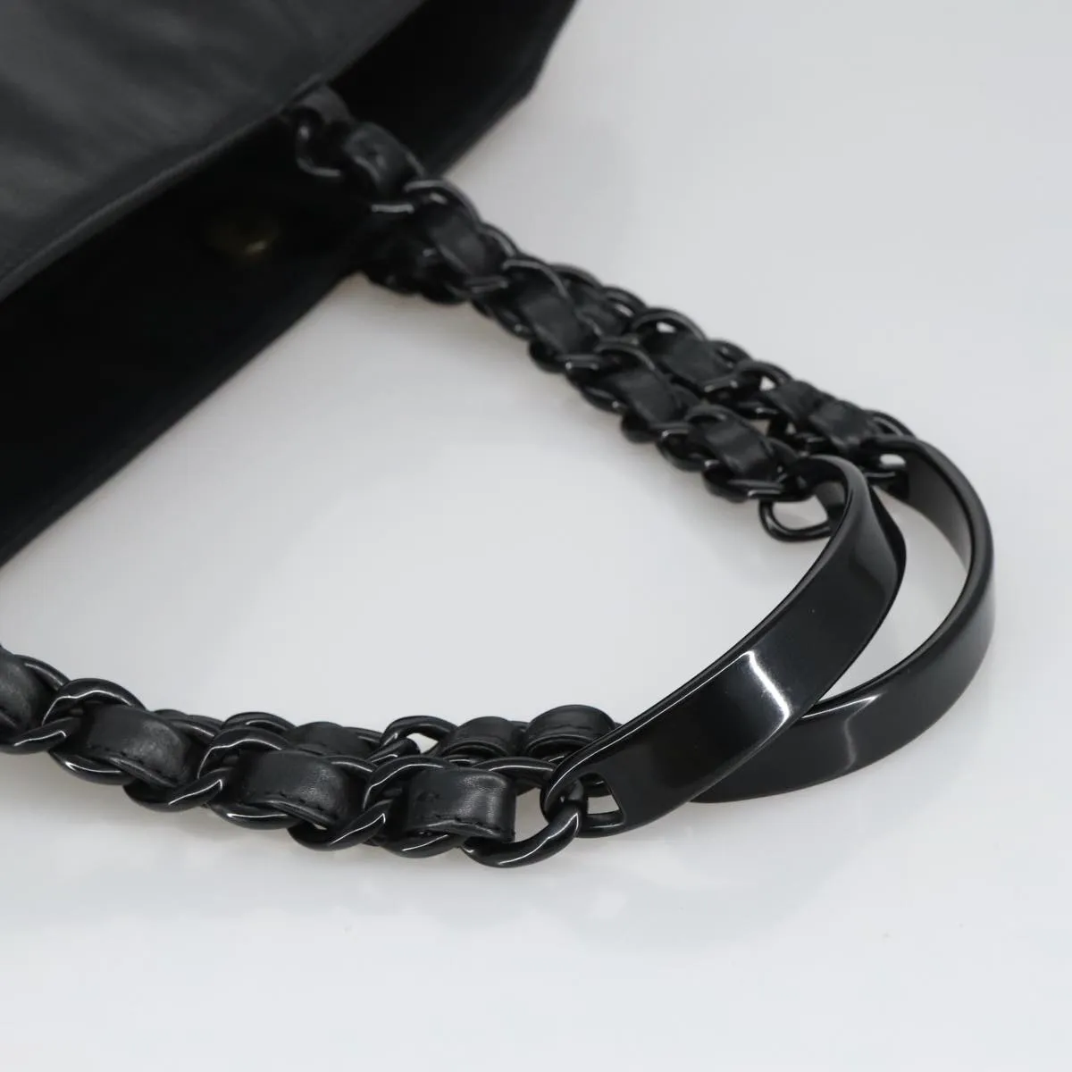 CHANEL COCO Mark Chain Tote Bag Lamb Skin Black CC bs20389