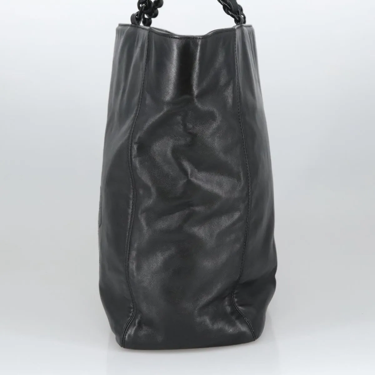 CHANEL COCO Mark Chain Tote Bag Lamb Skin Black CC bs20389