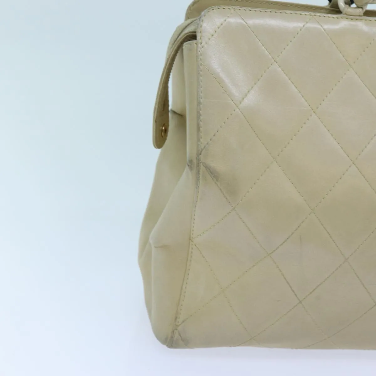 CHANEL Matelasse Chain Tote Bag Leather Beige CC yk11588