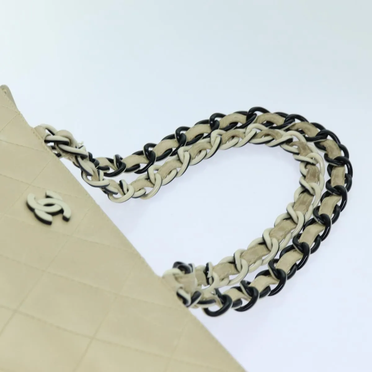 CHANEL Matelasse Chain Tote Bag Leather Beige CC yk11588